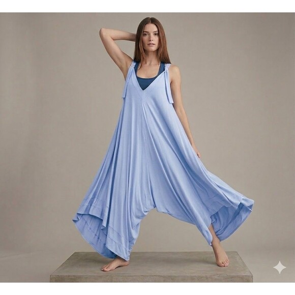 Free People Pants - FP Movement Free People Seven Stars One Piece Jumper Small Blue Wide Leg Boho